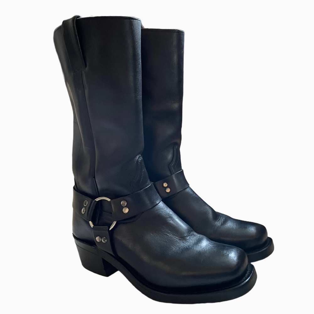 Black Leather Combat & Moto Boots